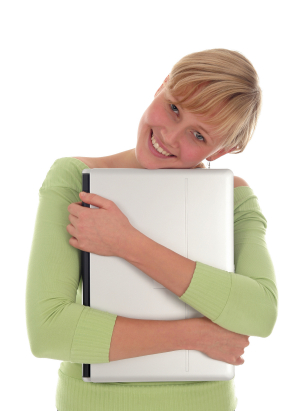 woman happy with internet